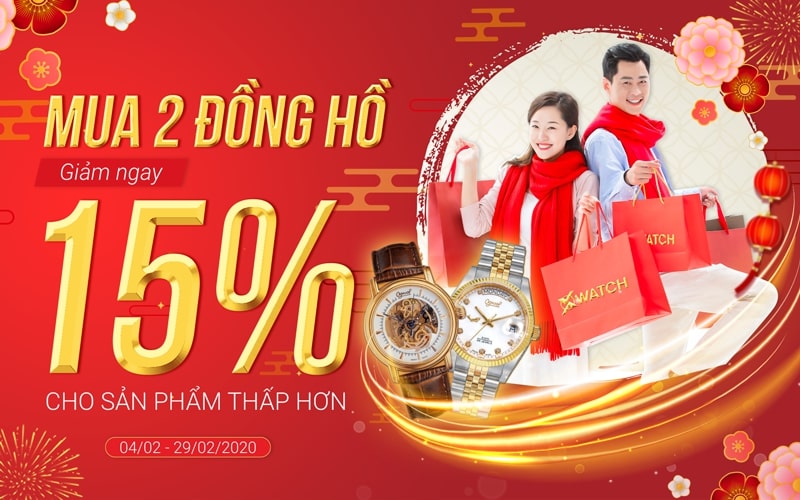 [HOT] MUA 2 ĐỒNG HỒ - GIẢM NGAY 15% CHO SẢN PHẨM THẤP HƠN!