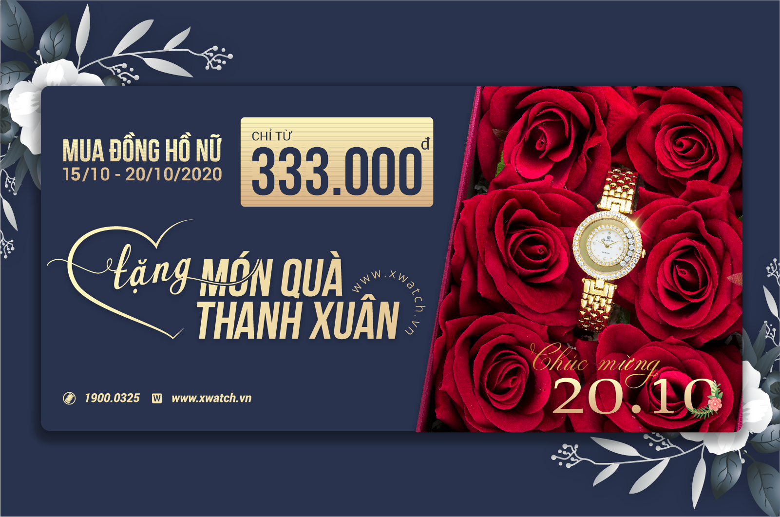 20/10 WOW! MUA ĐỒNG HỒ NỮ CHỈ TỪ 333K - TẶNG MÓN QUÀ THANH XUÂN!