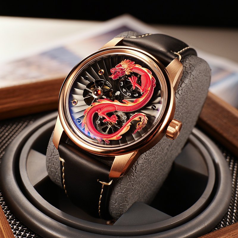 Đồng hồ OBLVLO Rồng đỏ mạ vàng