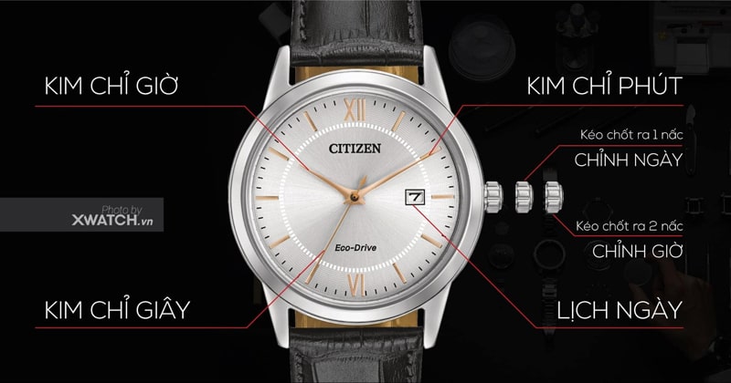 Cách chỉnh giờ đồng hồ 2 - 3 kim, 1 lịch ngày