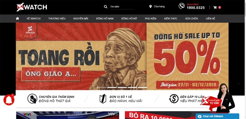 Website bán đồng hồ chính hãng Xwatch.vn