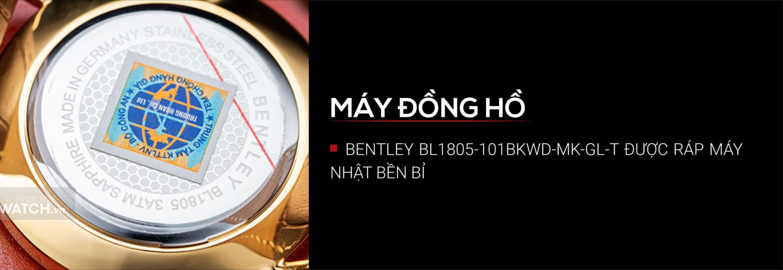 Đồng hồ Bentley BL1805-101BKWD-MK-GL-T