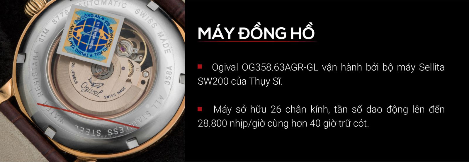 Đồng hồ Ogival sóng trào OG358.63AGR-GL