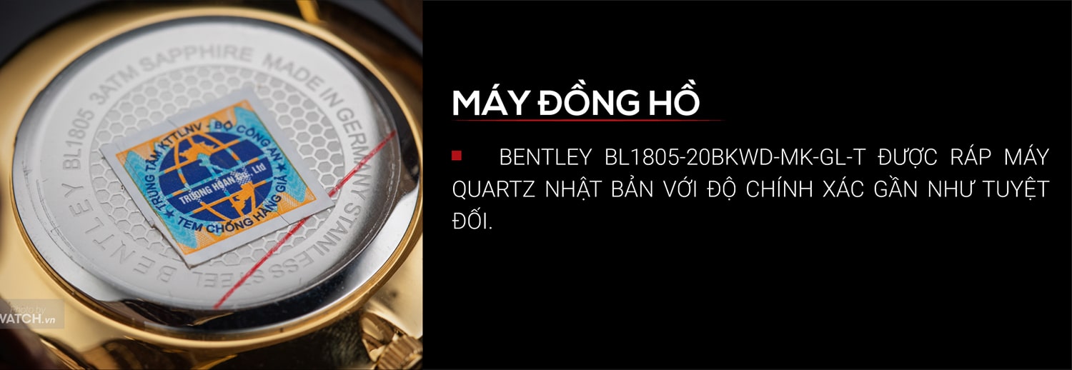 Đồng hồ Bentley BL1805-20BKWD-MK-GL-T