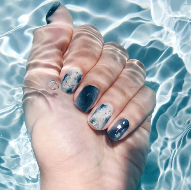 Mẫu nail đẹp màu xanh dương