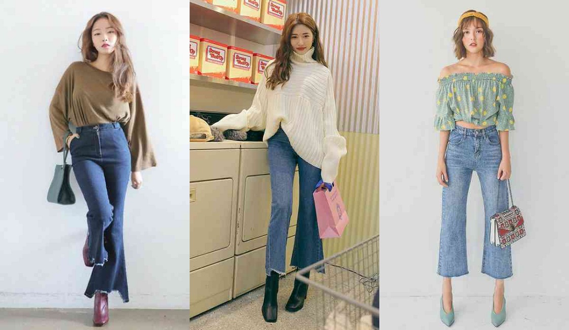 Phối quần ống loe với giày cao gót