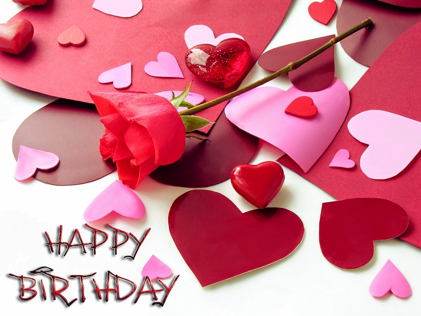 Thiệp chúc mừng sinh nhật người yêu hoa hồng đỏ nền trái tim  Ghép Ảnh  Online