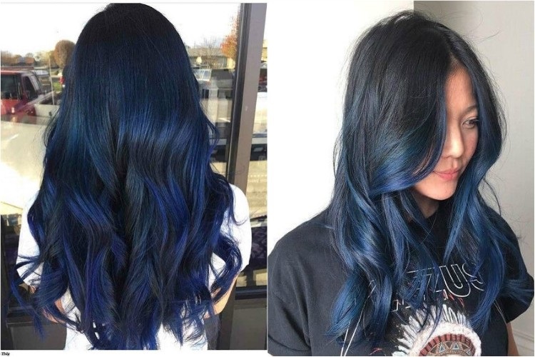 Tóc nhuộm xanh đen Ombre 
