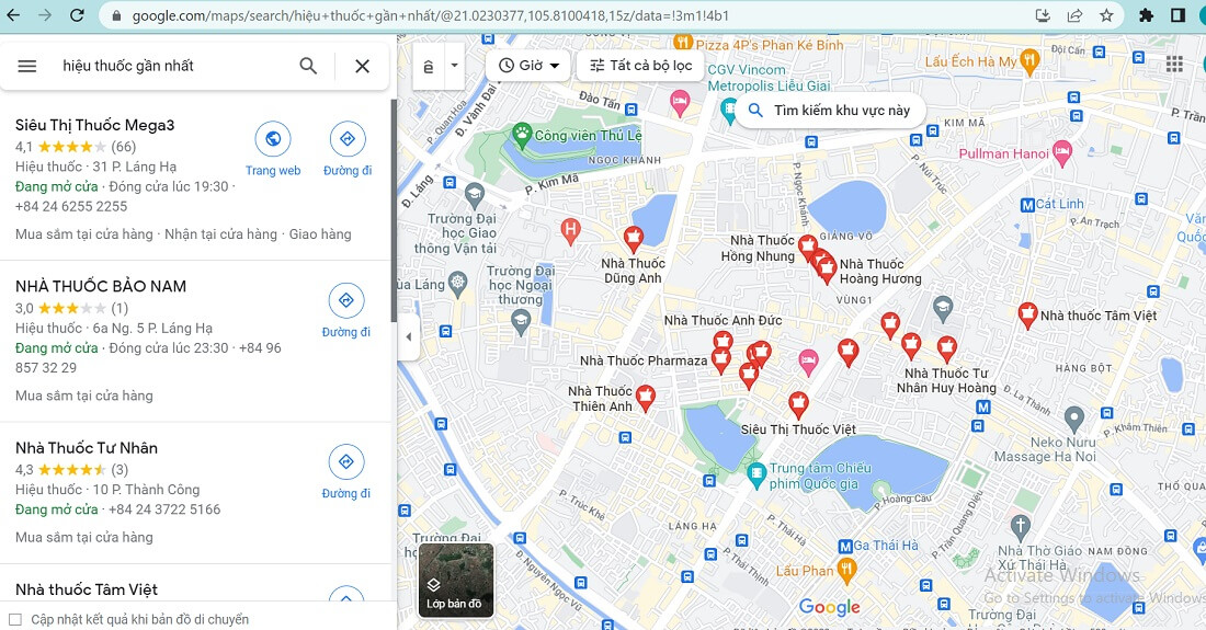 Google Maps là ứng dụng có thể giúp bạn tìm được hiệu thuốc gần đây nhanh nhất
