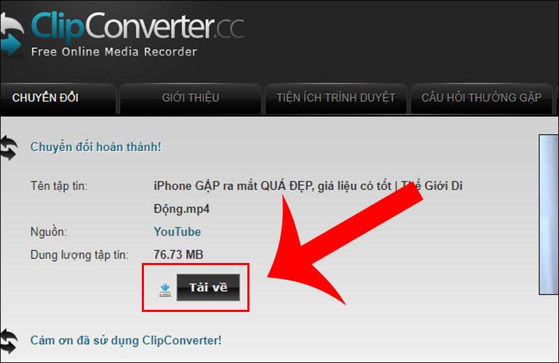 Tải video trên YouTube bằng Clip Converter