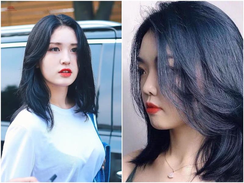 Tóc xanh đen layer