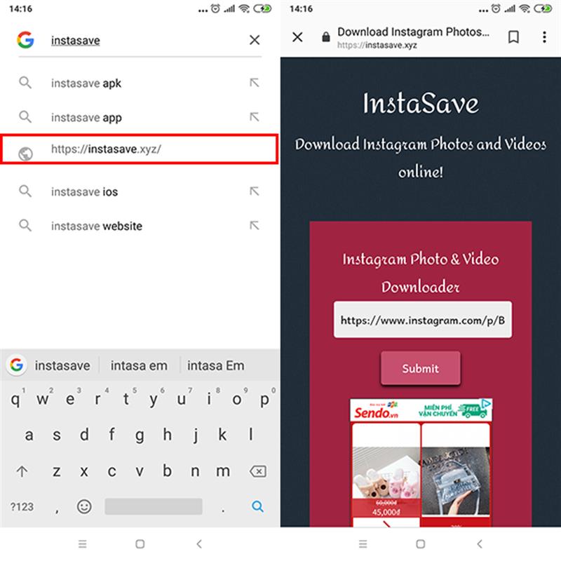 Tải ảnh Instagram sử dụng trang web hỗ trợ