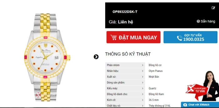 giá đồng hồ olym pianus sportmaster